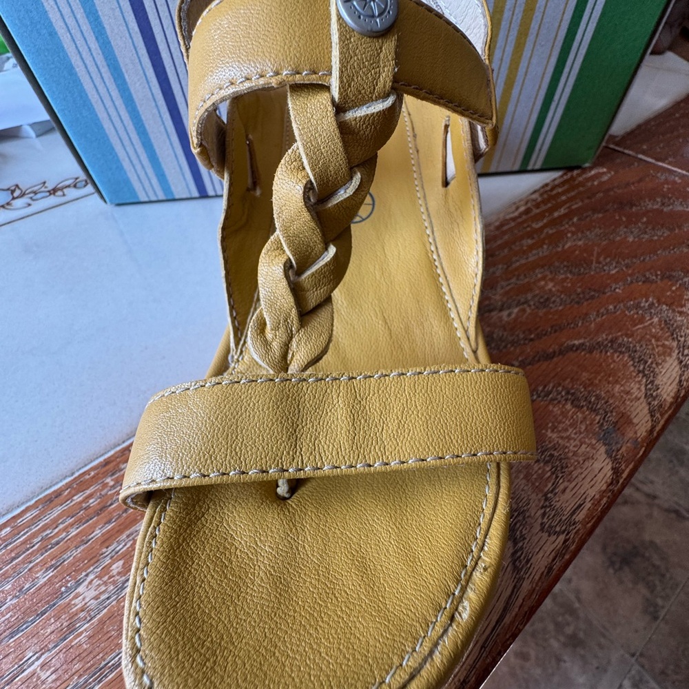 Yellow Leather Platform Sandals